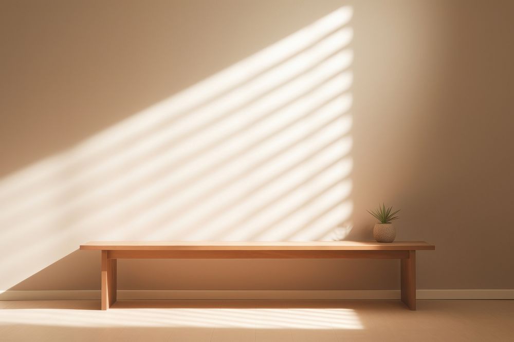 Wooden modern furniture lighting shadow. AI generated Image by rawpixel.