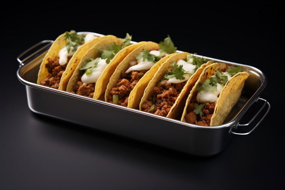 Three mini taco bread food vegetable. AI generated Image by rawpixel.
