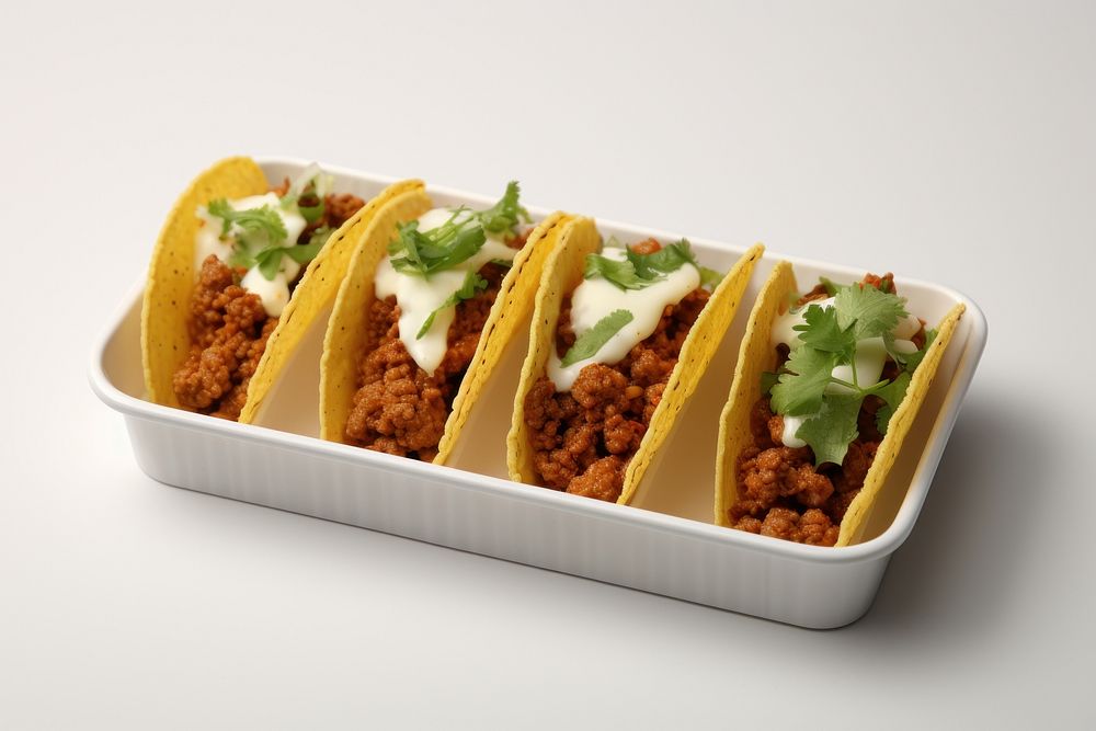 Three mini taco plate food vegetable. AI generated Image by rawpixel.