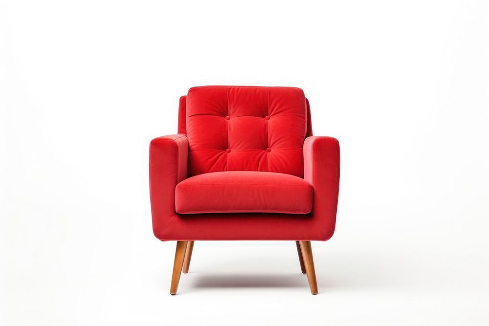 Armchair furniture red white background. AI generated Image by rawpixel.