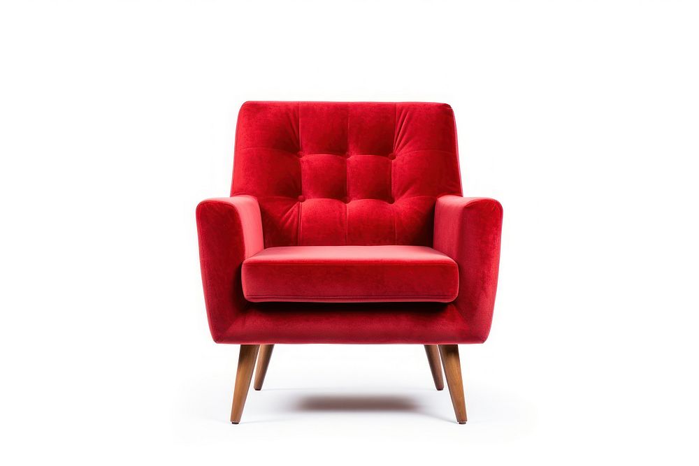 Armchair furniture red white background. AI generated Image by rawpixel.