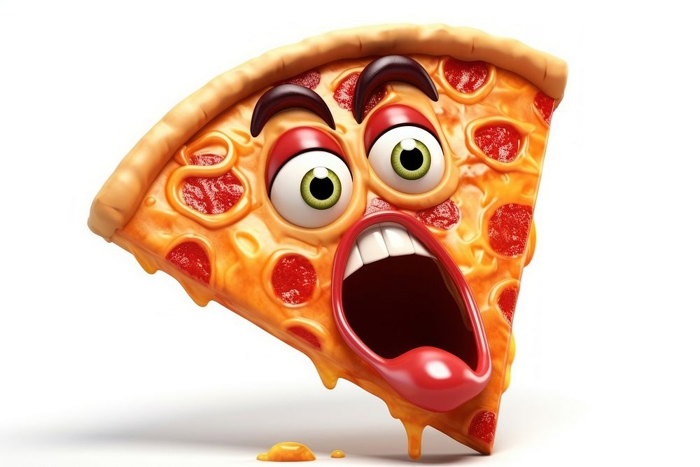 Pizza slice cartoon food white background. AI generated Image by rawpixel.