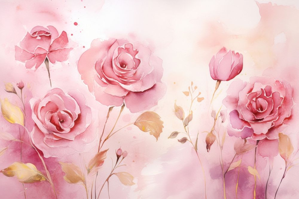 Roses painting backgrounds blossom. AI generated Image by rawpixel.