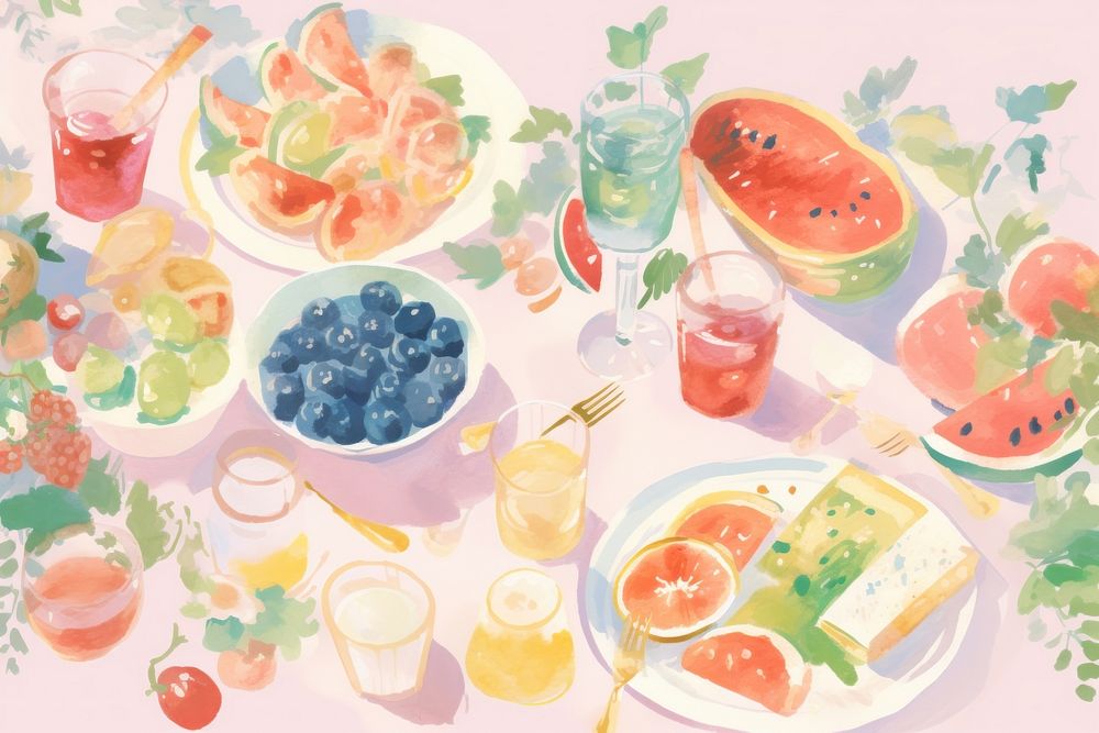 Celebration for dinnner fruit berry lunch. AI generated Image by rawpixel.
