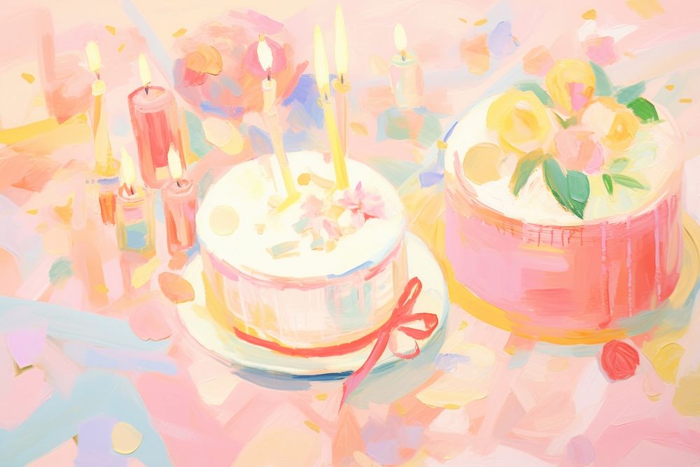 Birthdy Celebration painting dessert food. AI generated Image by rawpixel.
