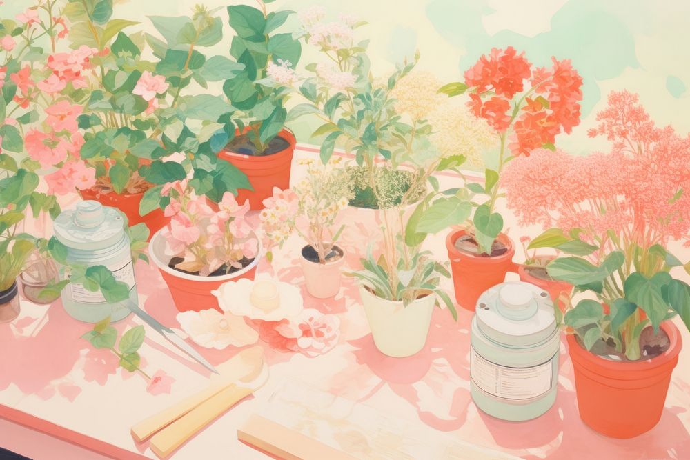 Gardening painting flower nature. AI generated Image by rawpixel.