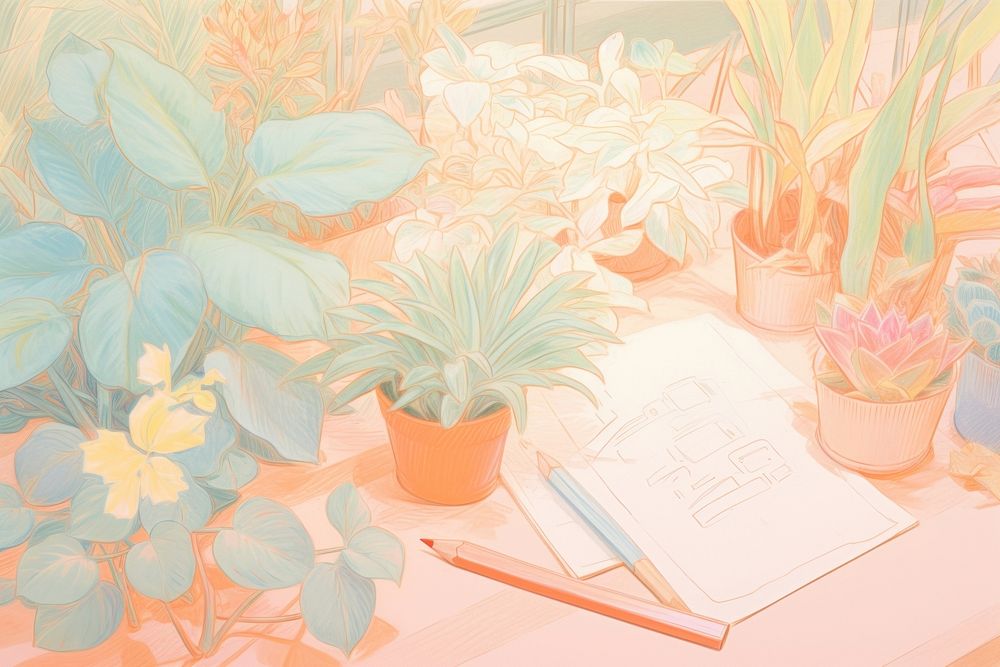 Gardening sketch drawing plant. AI generated Image by rawpixel.