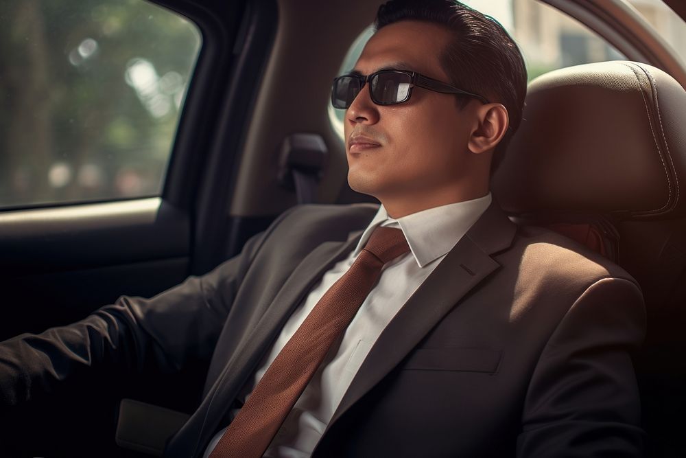 Indonesian businessman sunglasses vehicle driving. AI generated Image by rawpixel.