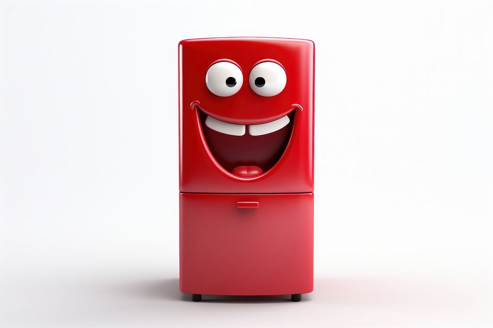 Refridgerator cartoon face white background. AI generated Image by rawpixel.