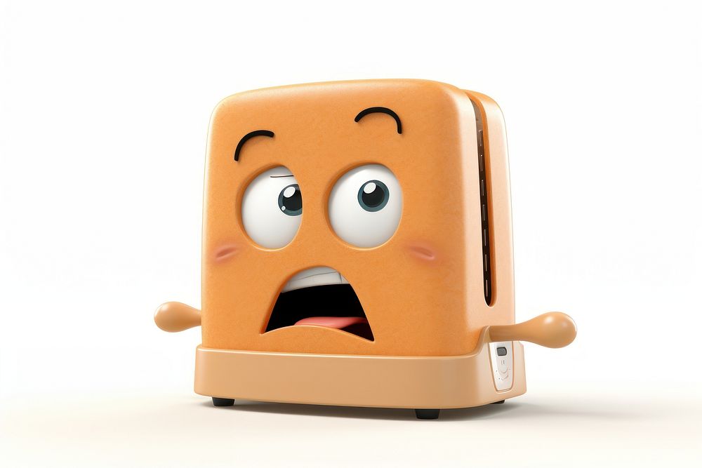 Toaster cartoon face white background. AI generated Image by rawpixel.