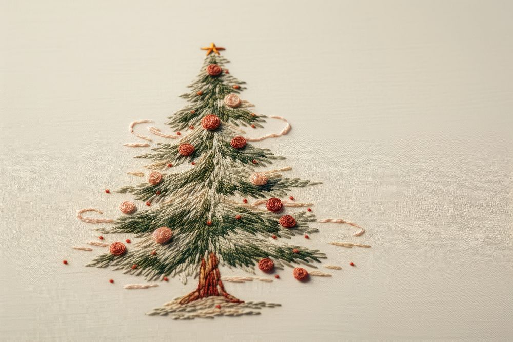Chrismas tree embroidery christmas pattern. AI generated Image by rawpixel.