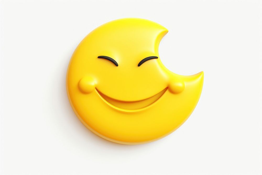 Yellow moon crest cartoon face white background. AI generated Image by rawpixel.