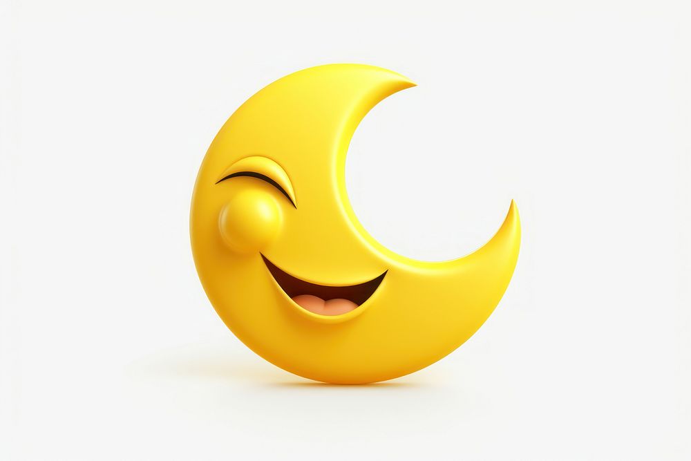 Yellow moon crest cartoon happiness crescent. AI generated Image by rawpixel.