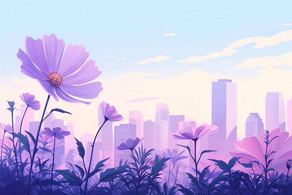 A summer of naitonal city park flower purple landscape. AI generated Image by rawpixel.