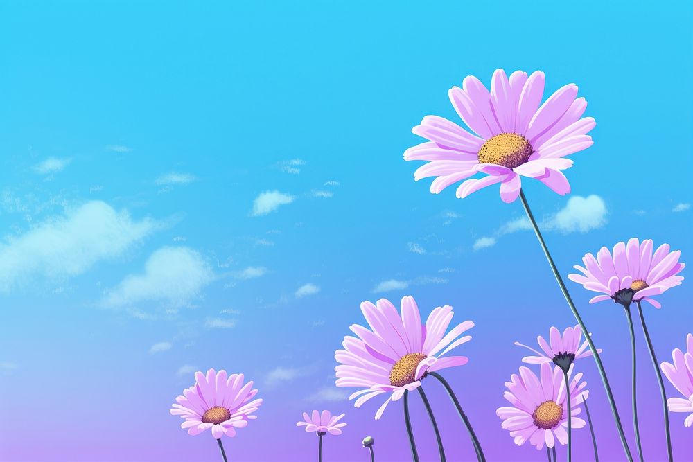 A summer of Daisy feild wallpaper flower purple daisy. AI generated Image by rawpixel.