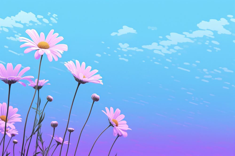 A summer of Daisy feild wallpaper flower purple daisy. AI generated Image by rawpixel.