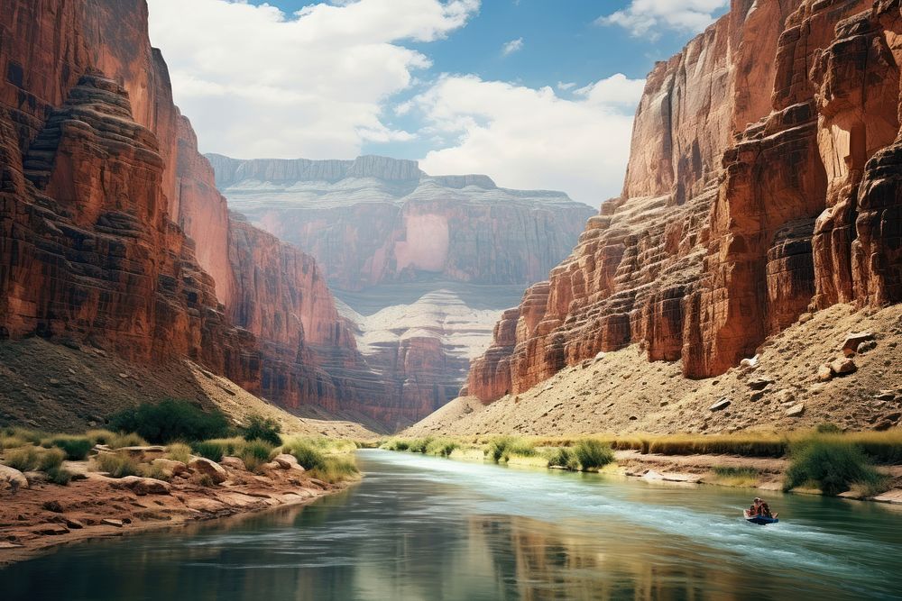 Grand Canyon mountains with a river in the middle canyon nature landscape. 