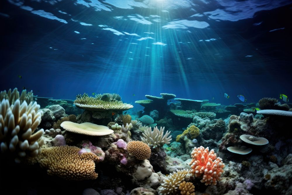 Great barrier reef underwater nature outdoors ocean. AI generated Image by rawpixel.