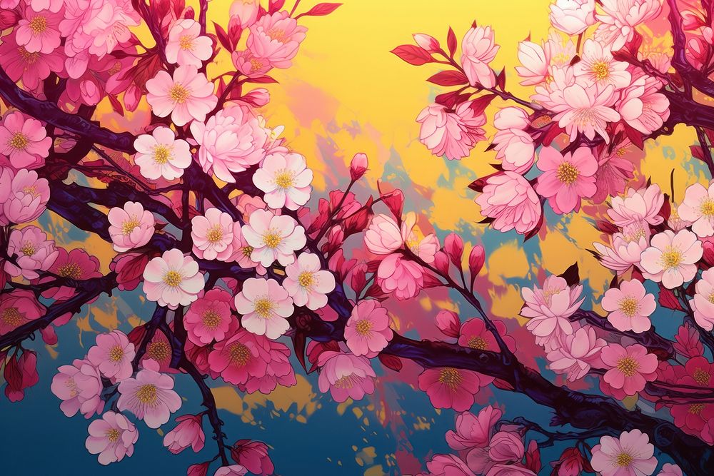 A spring wallpaper flower backgrounds outdoors. AI generated Image by rawpixel.