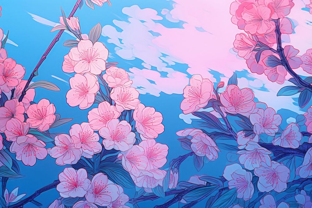 A spring wallpaper flower backgrounds outdoors. AI generated Image by rawpixel.