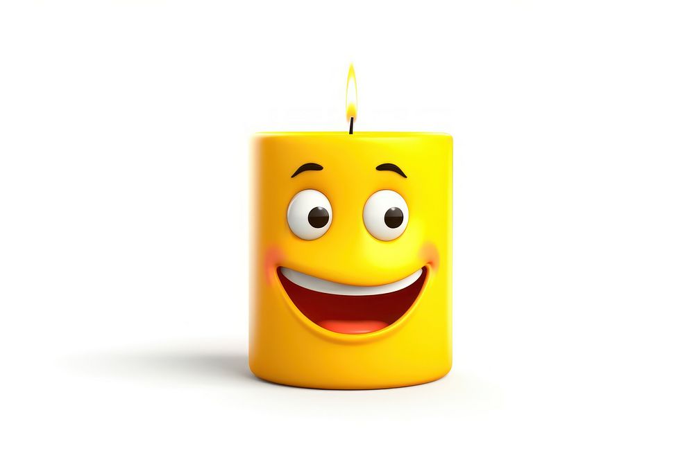 Candle cartoon face white background. AI generated Image by rawpixel.