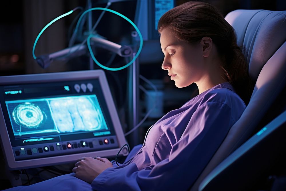 Obstetric ultrasonography hospital screen adult. AI generated Image by rawpixel.