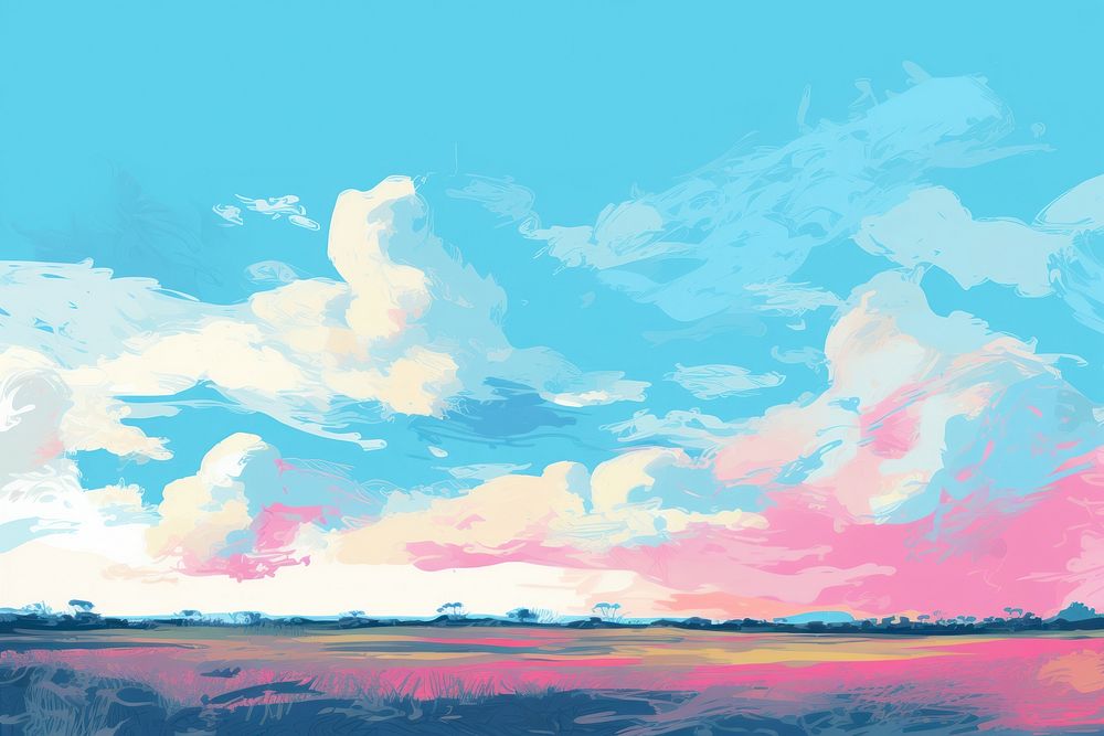 Blue sky outdoors painting nature. AI generated Image by rawpixel.