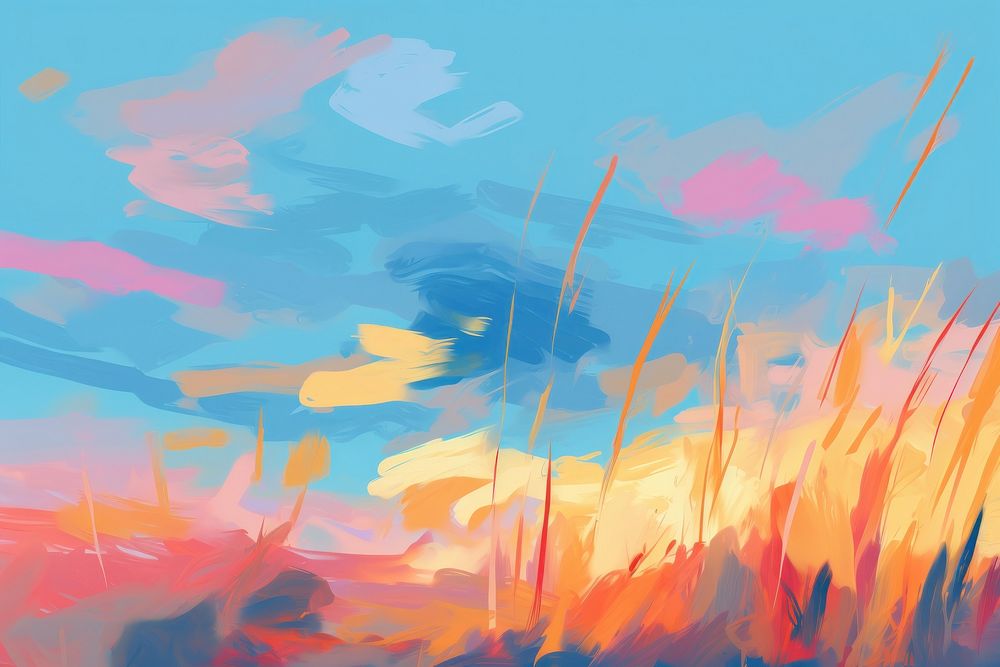 Blue sky painting outdoors nature. AI generated Image by rawpixel.