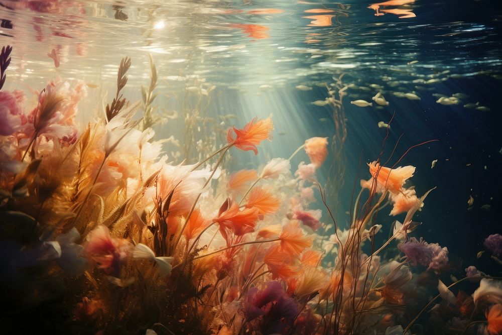 Under water outdoors nature ocean. AI generated Image by rawpixel.
