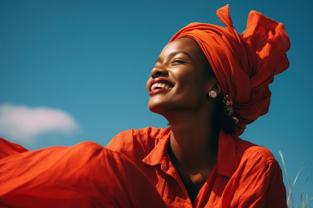 An happy affrican woman portrait photography laughing smile. AI generated Image by rawpixel.