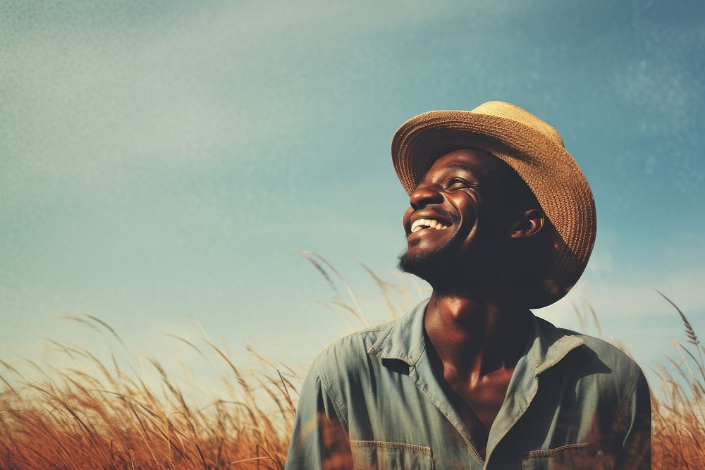 An happy affrican man portrait photography landscape outdoors. AI generated Image by rawpixel.