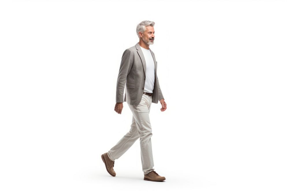 A mature man walking footwear blazer. AI generated Image by rawpixel.