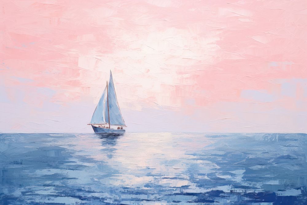 A sailboat floating in the ocean painting vehicle transportation. AI generated Image by rawpixel.