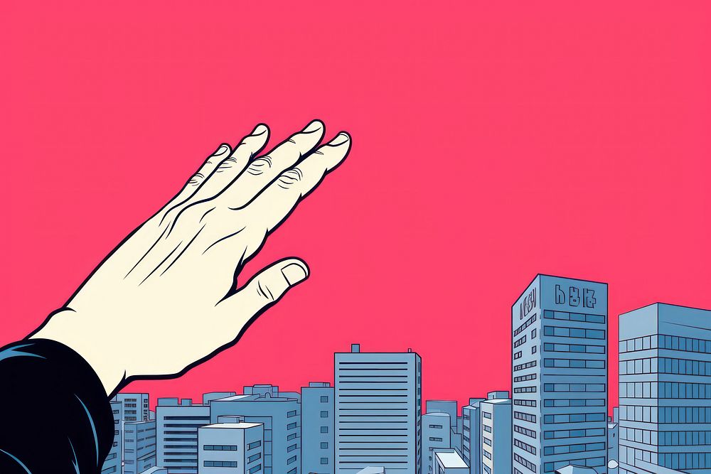 Hand city architecture cityscape. AI generated Image by rawpixel.