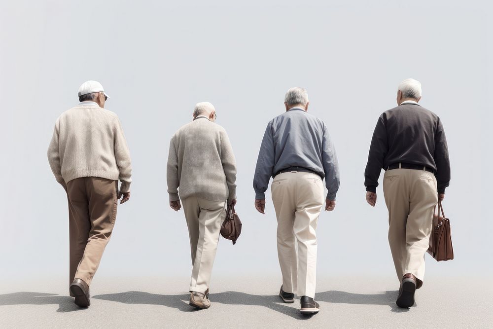 Four senior man walking adult back. AI generated Image by rawpixel.