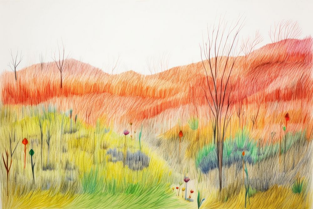 A Grassland painting outdoors drawing. AI generated Image by rawpixel.