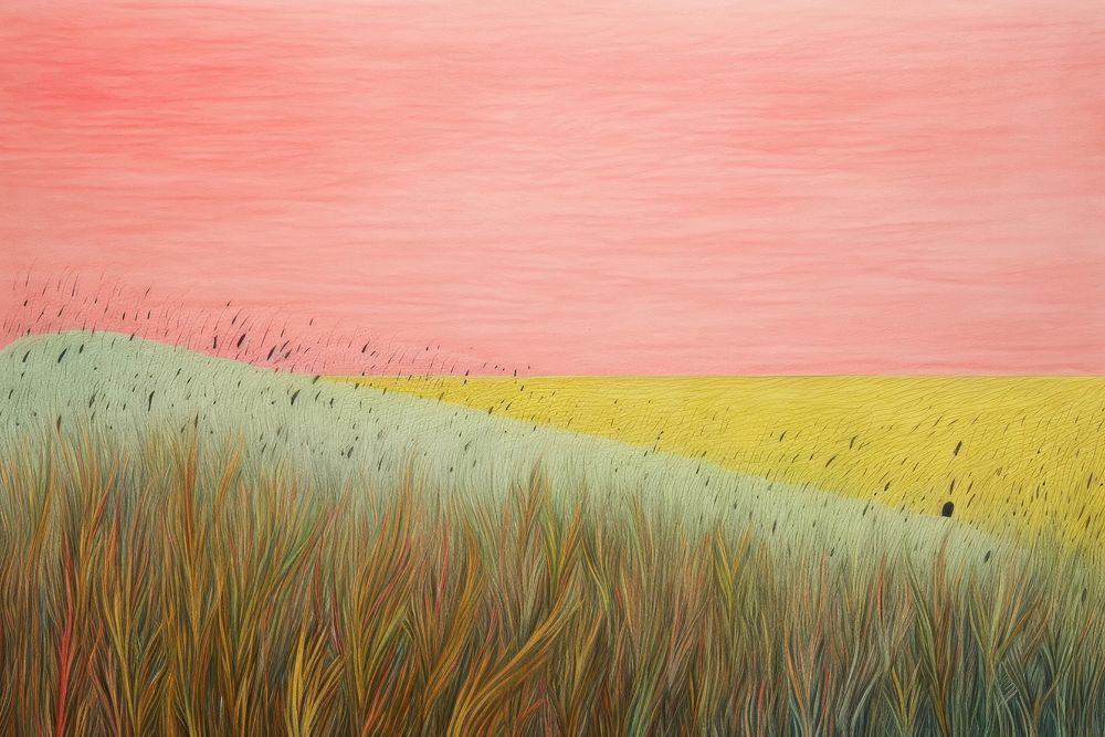 A pencil color painting of a grassland landscape outdoors drawing. AI generated Image by rawpixel.