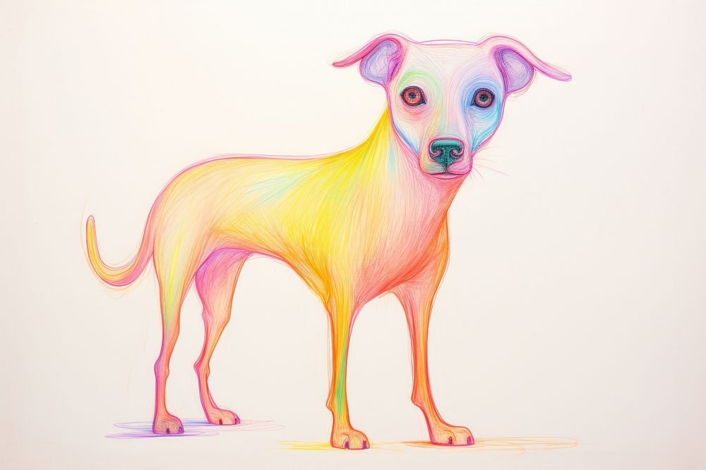 A dog drawing painting mammal. AI generated Image by rawpixel.