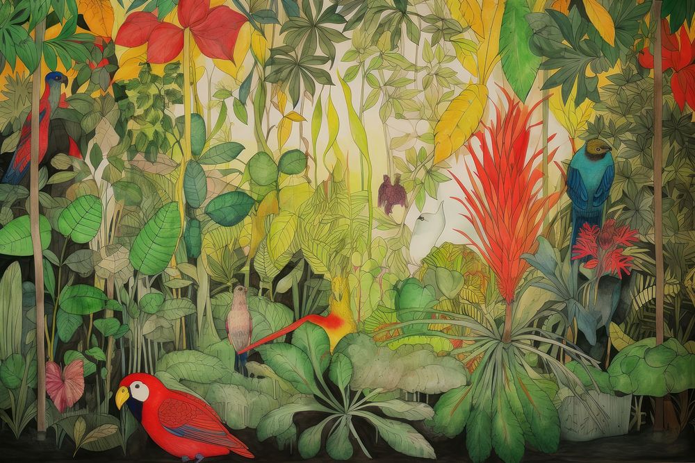 A jungle painting outdoors nature. 