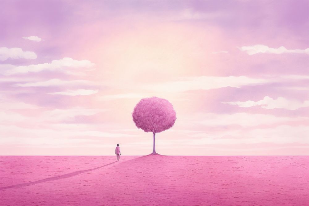 A pink sky outdoors horizon nature. AI generated Image by rawpixel.