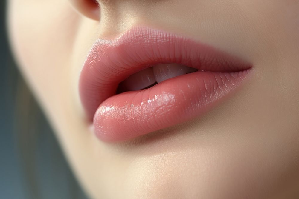 Close up of the lips of a woman skin cosmetics hairstyle. AI generated Image by rawpixel.