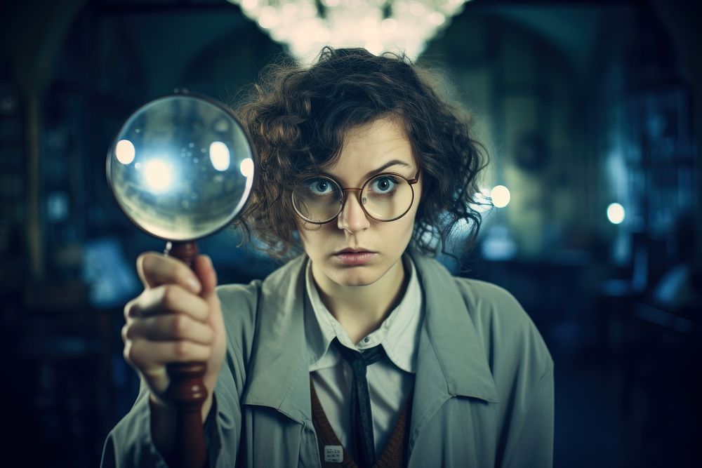 Magnifying glass scientist portrait holding. AI generated Image by rawpixel.