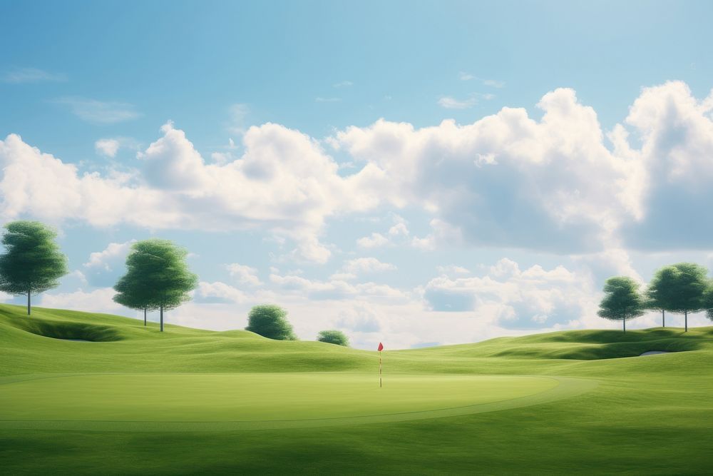 A golf course landscape outdoors nature. AI generated Image by rawpixel.