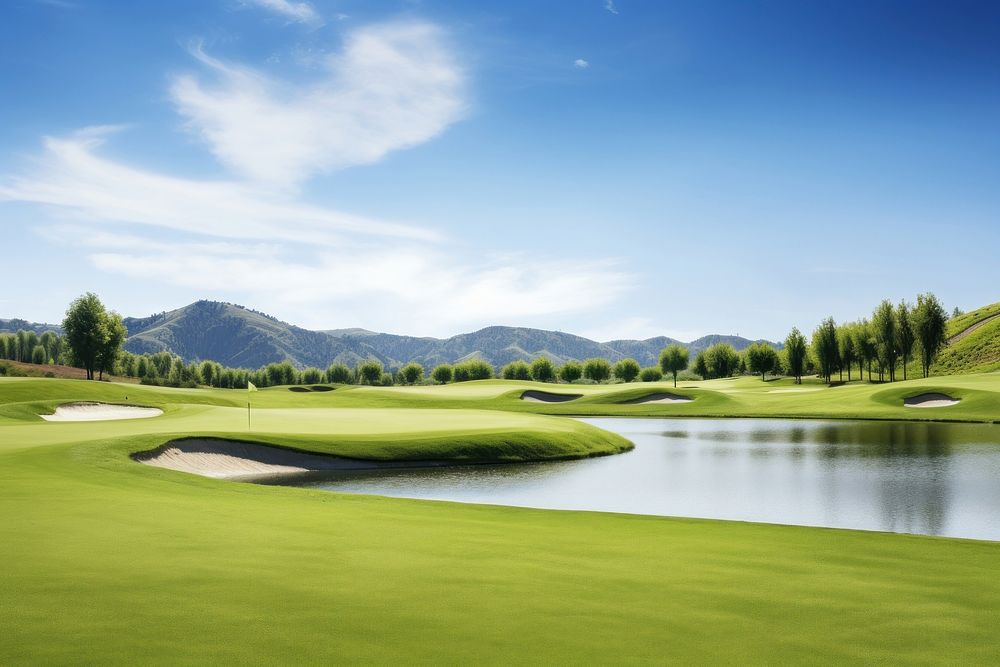 A golf course landscape outdoors nature. AI generated Image by rawpixel.
