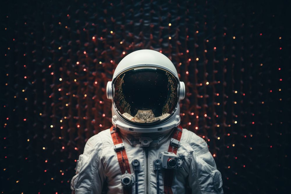 Astronaut suit helmet illuminated protection. AI generated Image by rawpixel.
