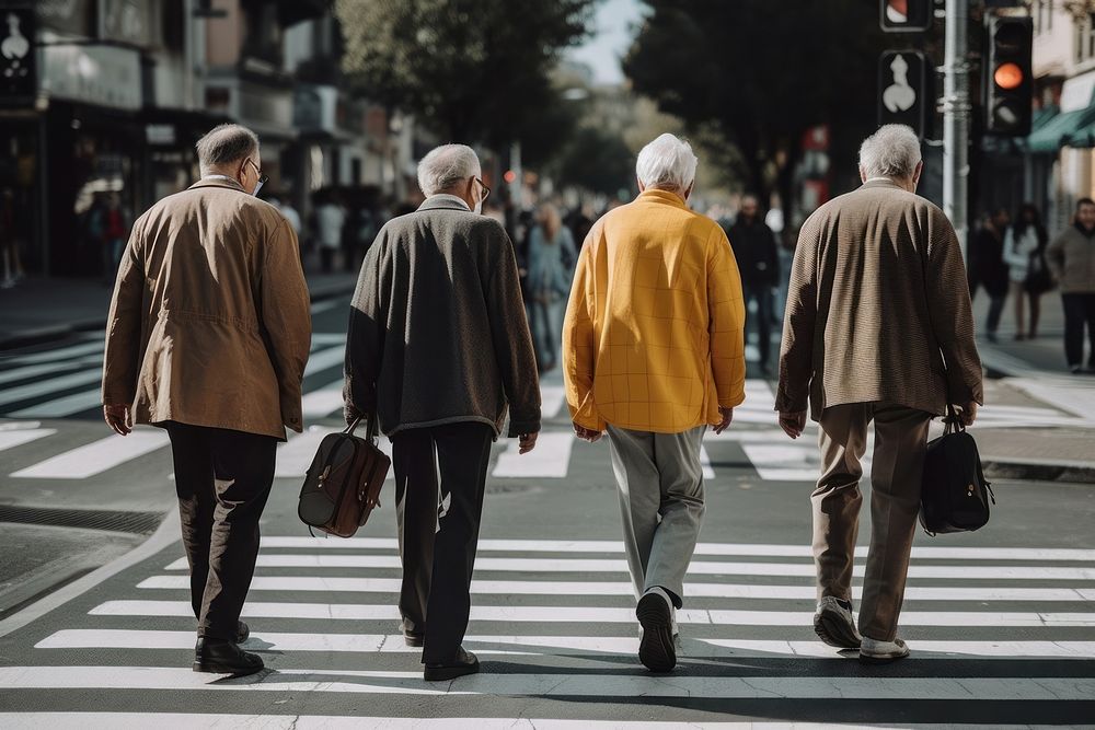 Senior men crossing walking adult. AI generated Image by rawpixel.