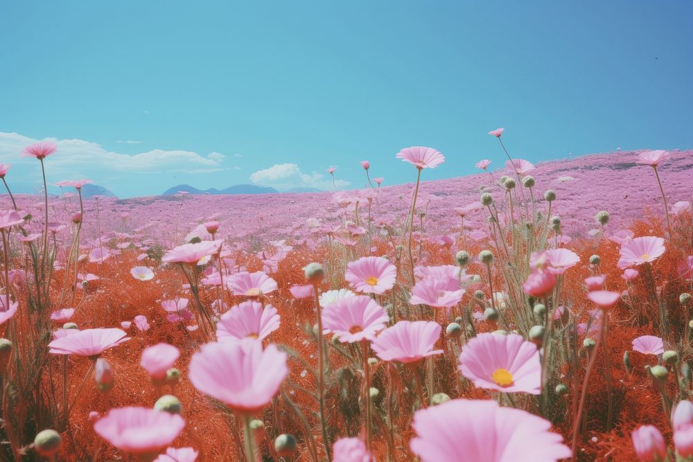Floral feild outdoors blossom nature. AI generated Image by rawpixel.