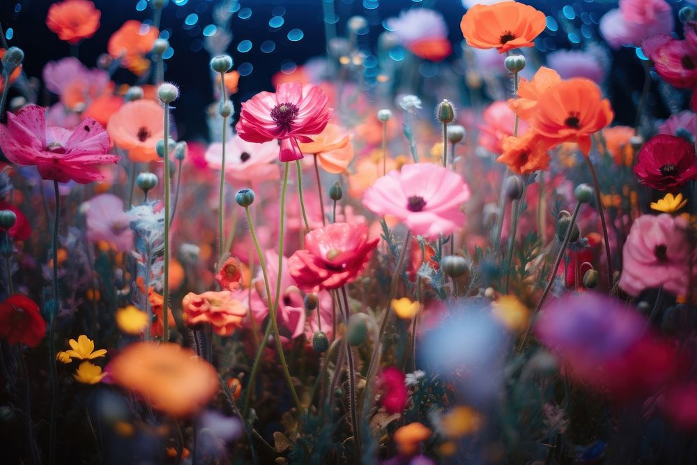 Floral feild outdoors blossom flower. AI generated Image by rawpixel.
