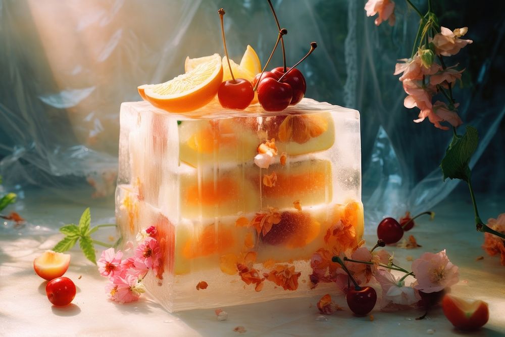 Delicious cake with fruits dessert plant food. AI generated Image by rawpixel.