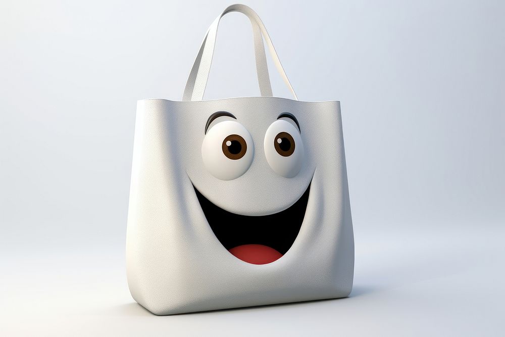 Tote bag handbag white anthropomorphic. AI generated Image by rawpixel.